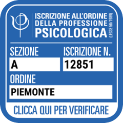 Iscrizione all'Ordine della Professione Psicologica - Sezione A n.12851 Piemonte